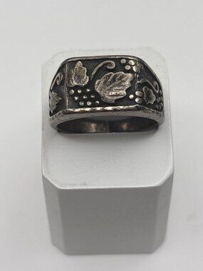 Vintage W.M.Wheeler Men’s Black Hills Sterling Silver Grapevine Ring Size 12